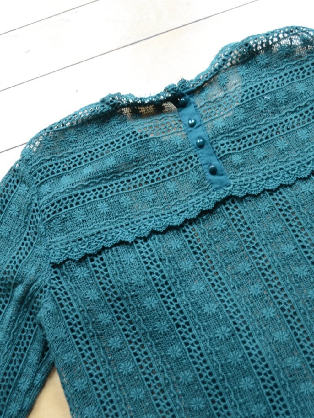 Sezane Madeline Lace Blouse Womens Size 34 Romantic Victorian Ruffle Top - Picture 13 of 15